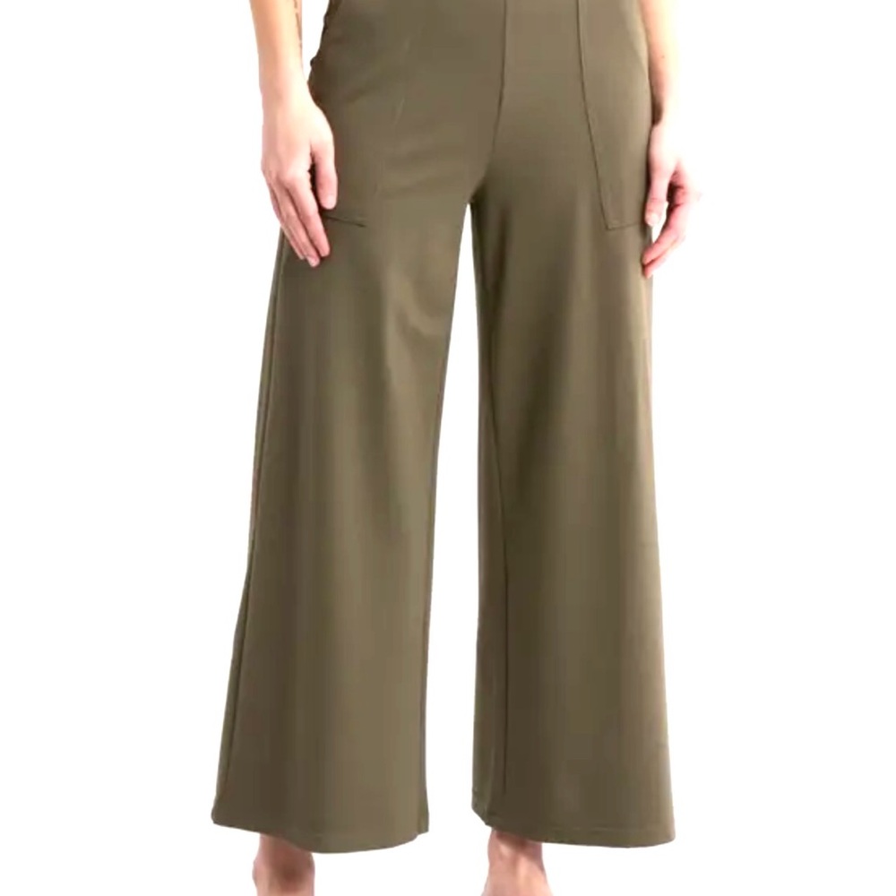 ANN TAYLOR-Olive Wide-Leg Women's Pants